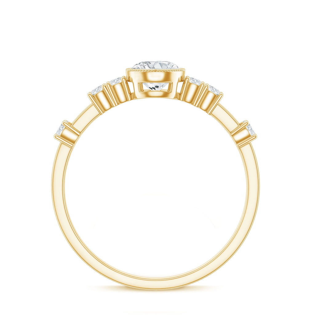 0.5 Carat Round Certified Moissanite Solitaire Engagement Ring in Bezel Setting