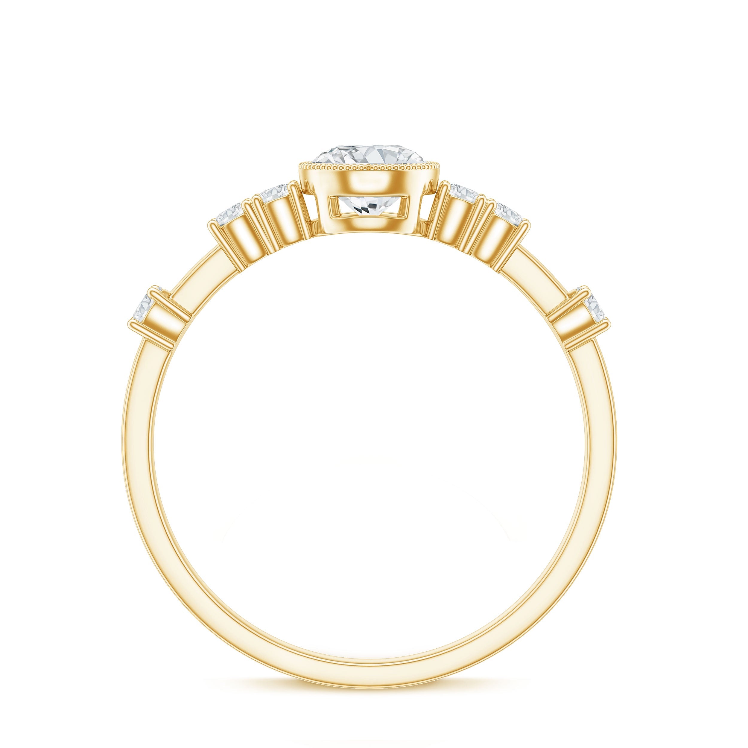 0.5 Carat Round Certified Moissanite Solitaire Engagement Ring in Bezel Setting