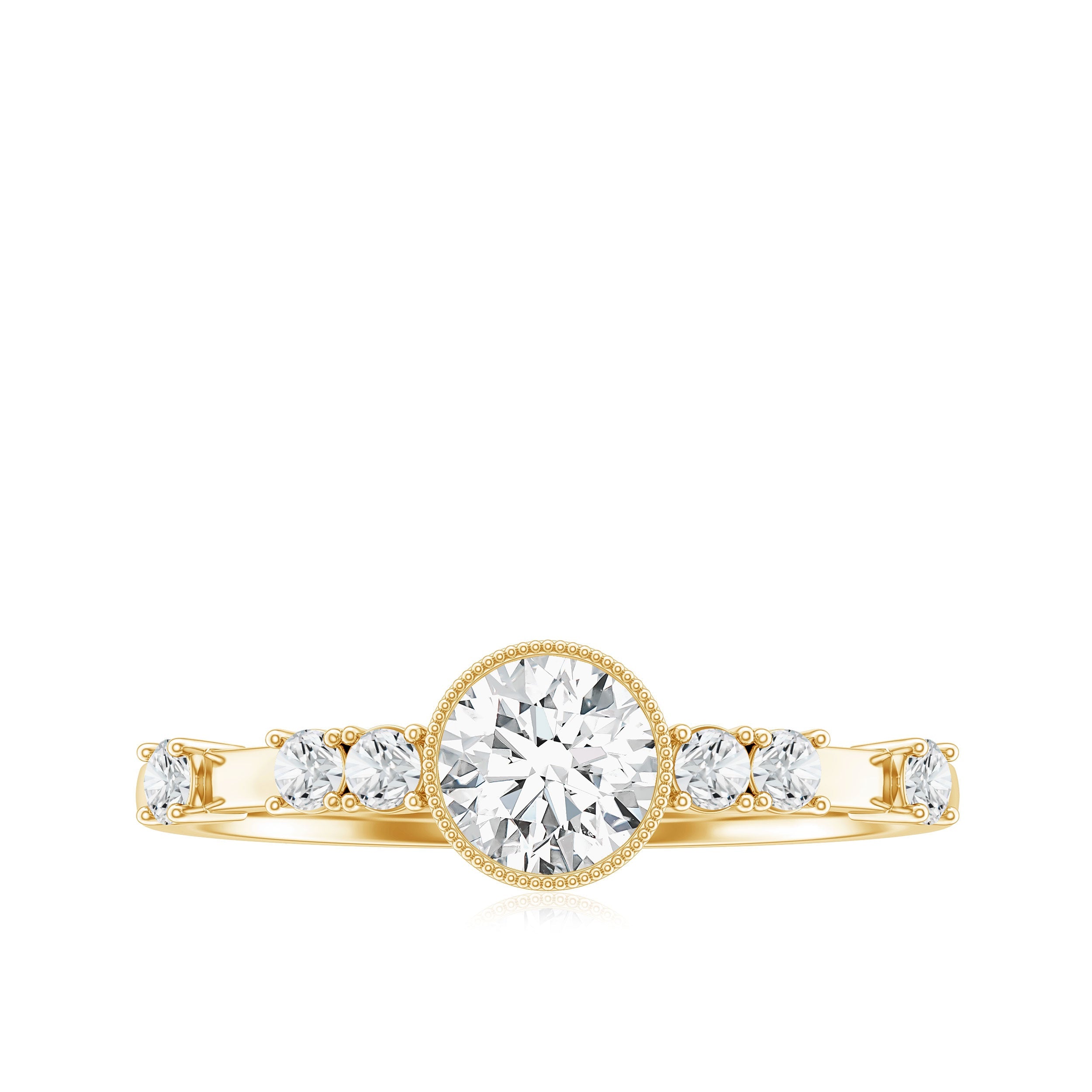 0.5 Carat Round Certified Moissanite Solitaire Engagement Ring in Bezel Setting