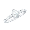 0.7 Carat Pear Cut Moissanite Solitaire Engagement Ring with Beaded Details