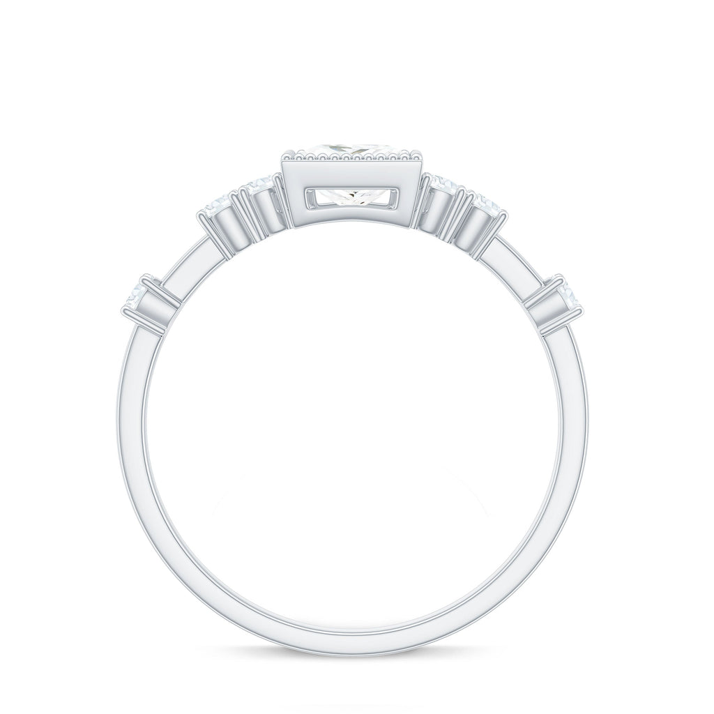 Square Moissanite Engagement Ring With Side Stones