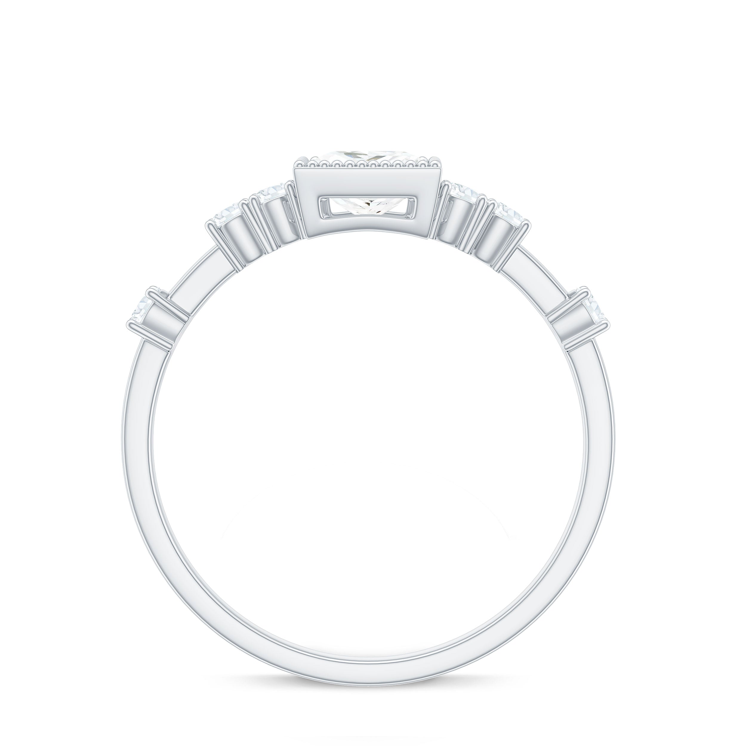 Square Moissanite Engagement Ring With Side Stones