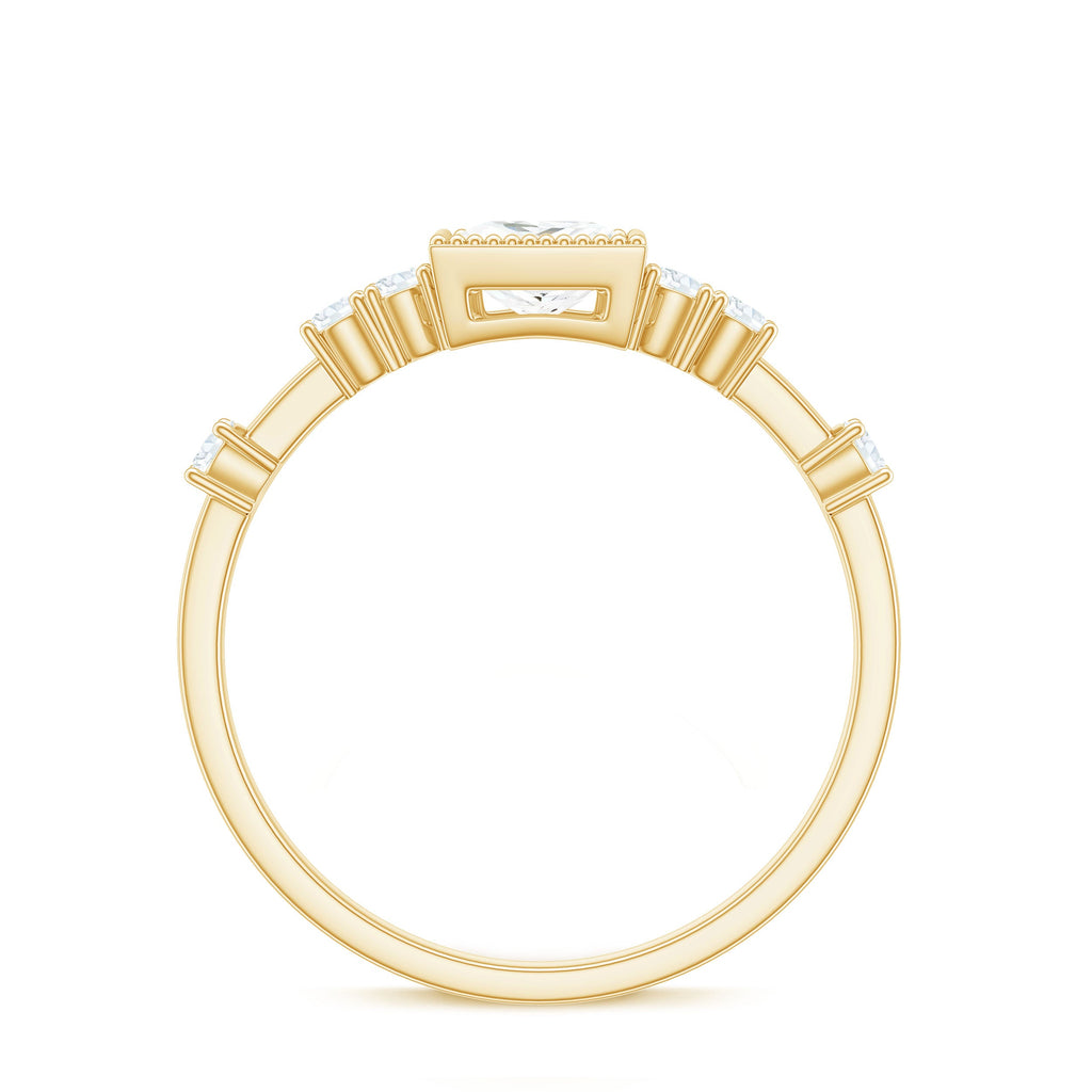 Square Moissanite Engagement Ring With Side Stones