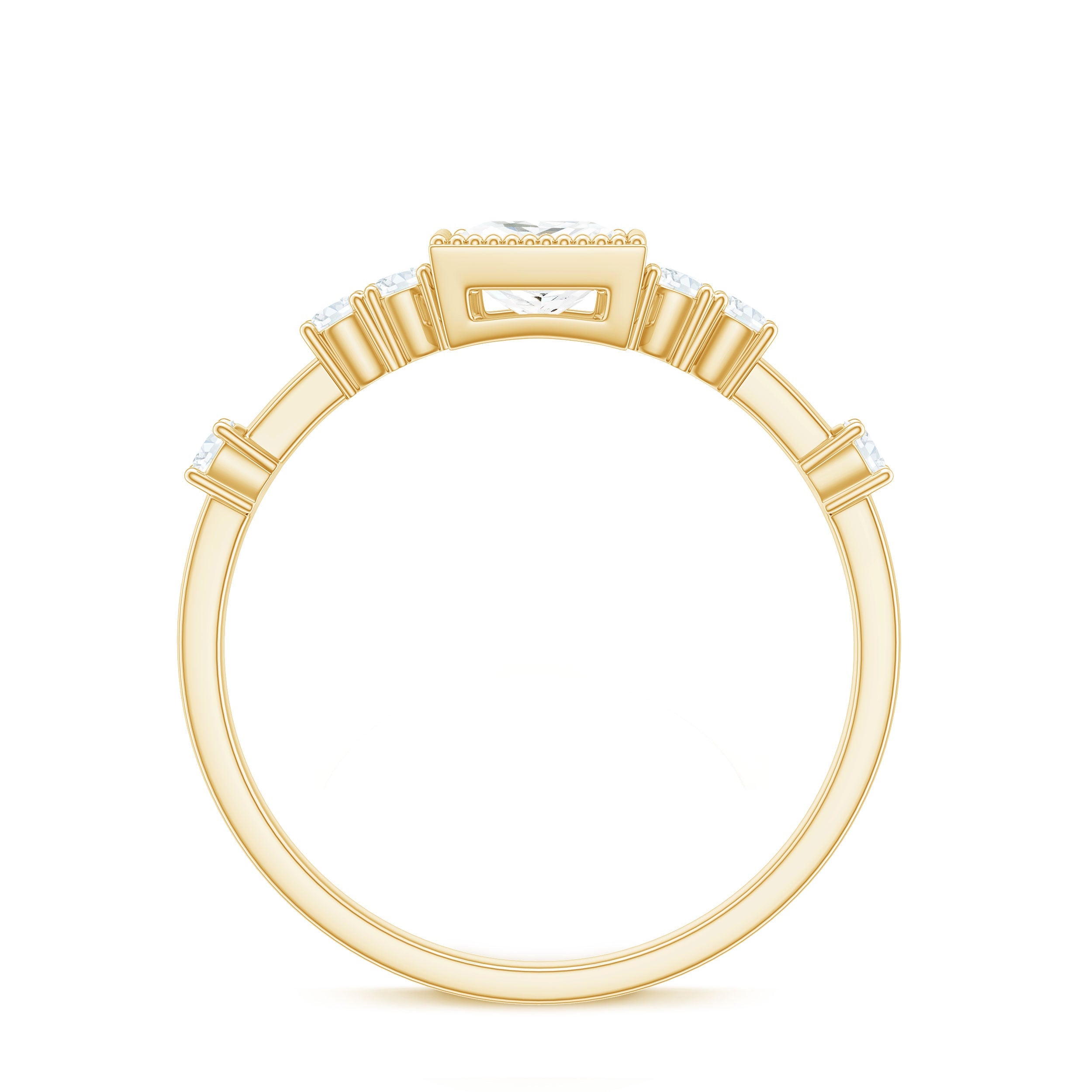 Square Moissanite Engagement Ring With Side Stones