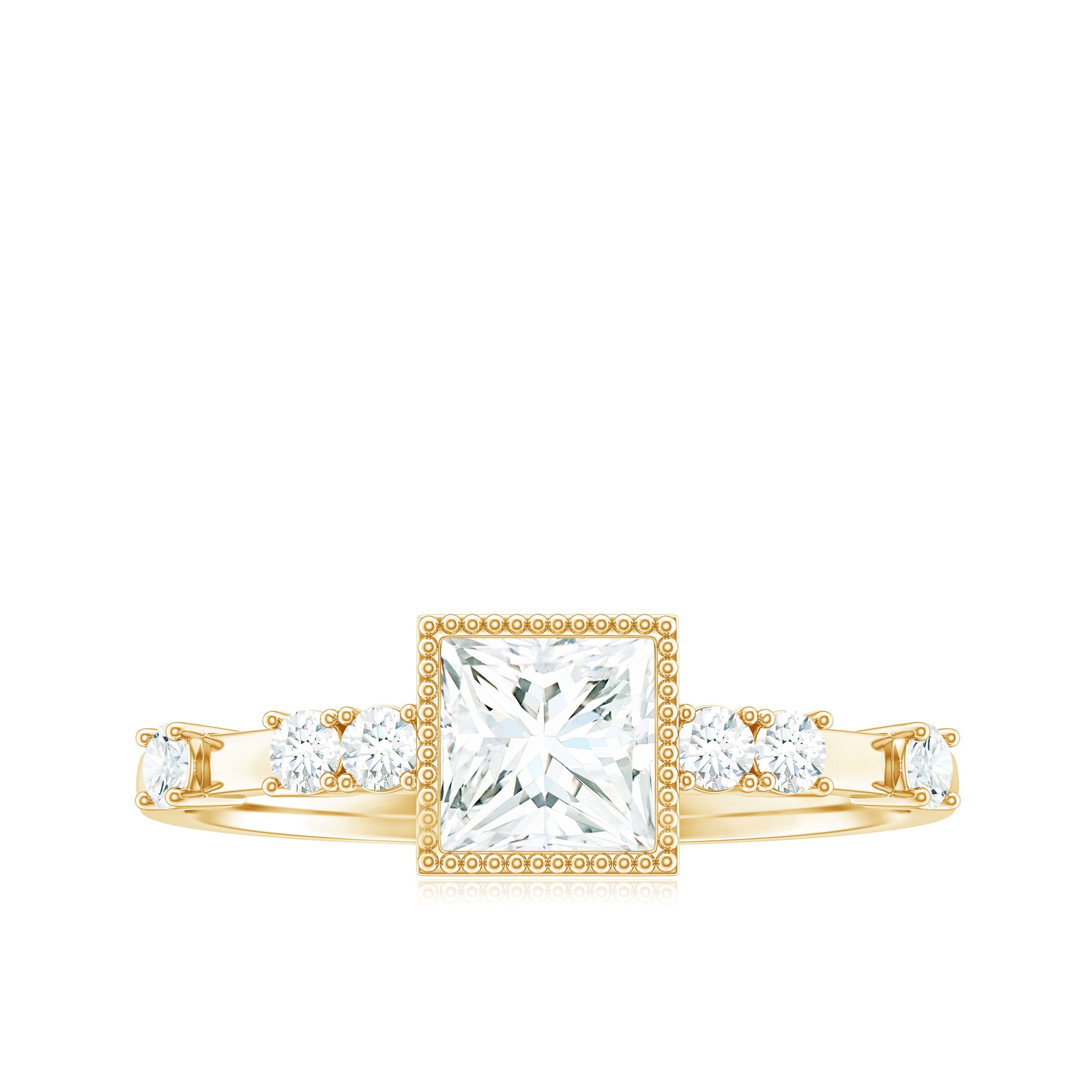 Square Moissanite Engagement Ring With Side Stones