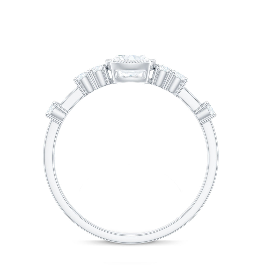 1.7 Carat Cushion Cut Moissanite Solitaire Engagement Ring in Bezel Setting