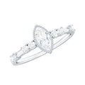 Marquise Cut Moissanite Beaded Solitaire Ring