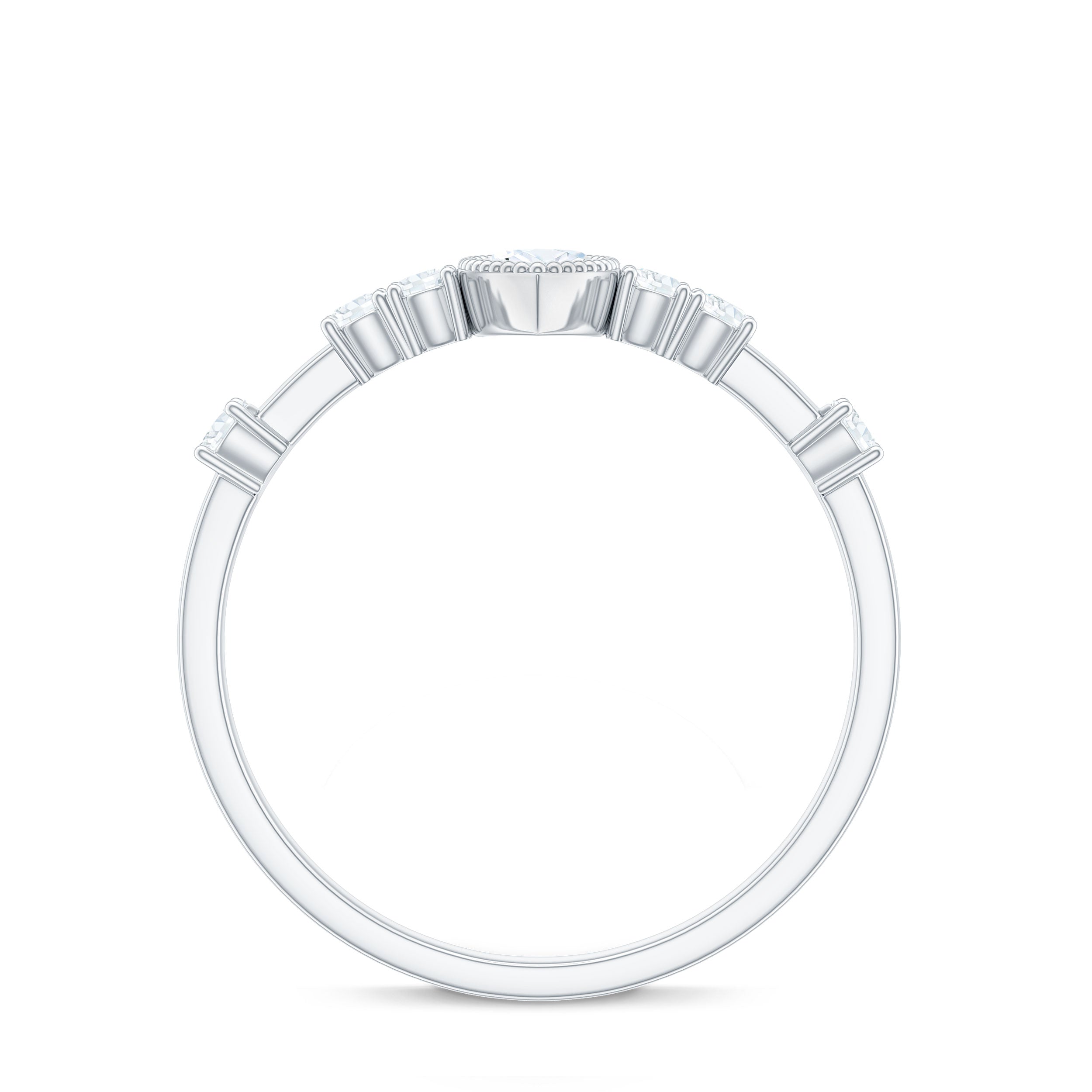 Marquise Cut Moissanite Beaded Solitaire Ring