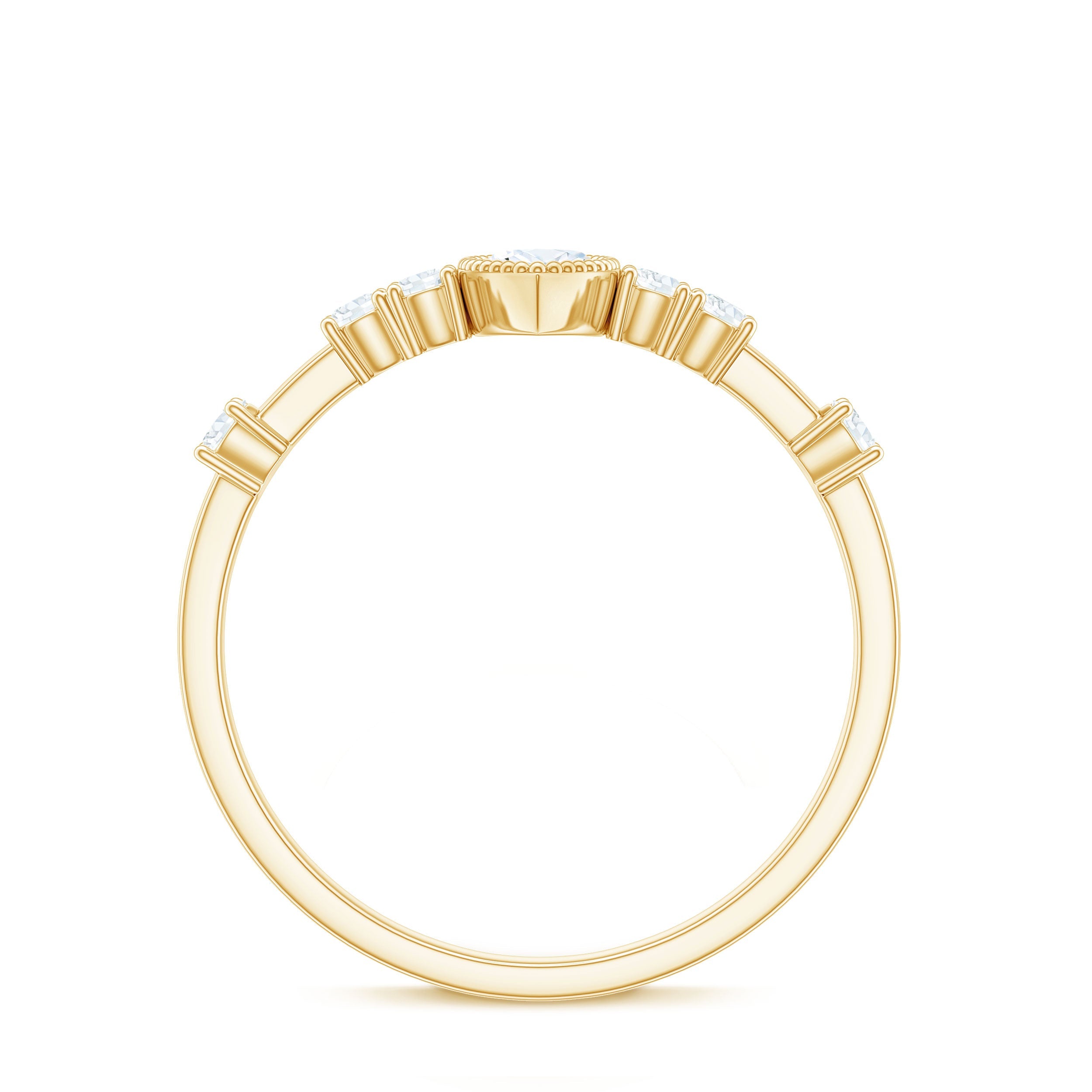 Marquise Cut Moissanite Beaded Solitaire Ring