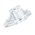 2.8 Carat Emerald Cut Moissanite Split Shank Engagement Ring for Women