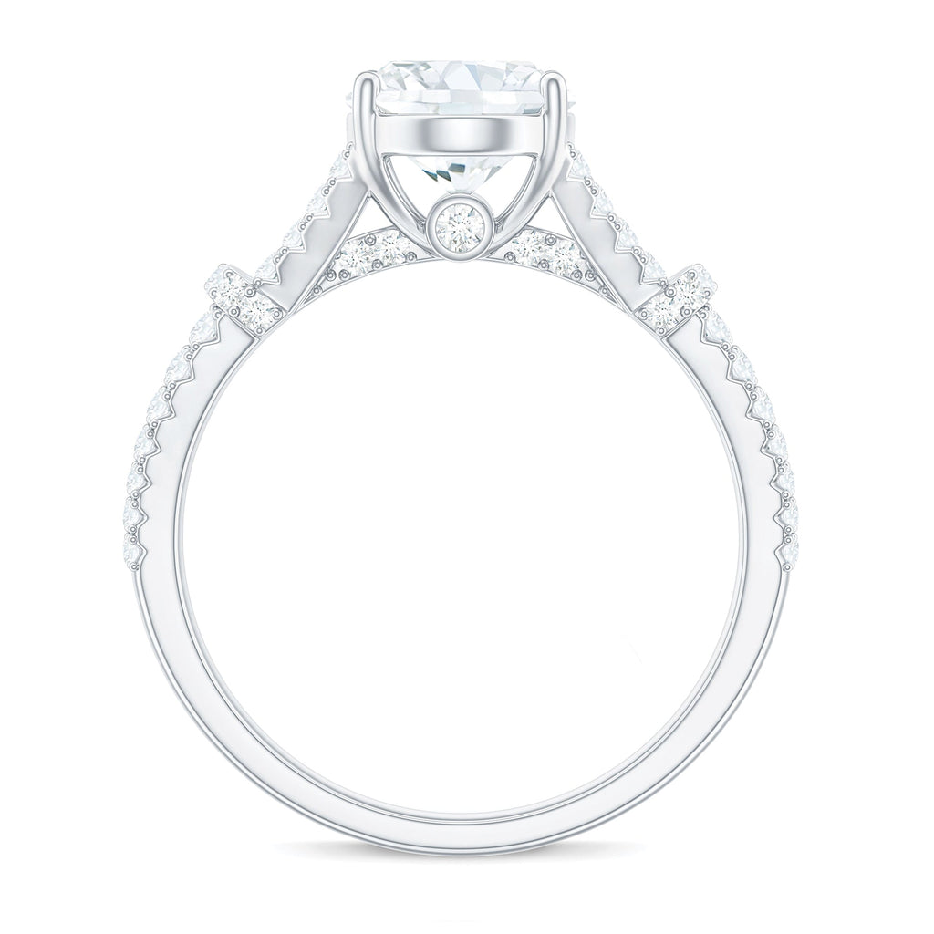 2 Carat Oval Cut Moissanite Statement Engagement Ring with Split Shank