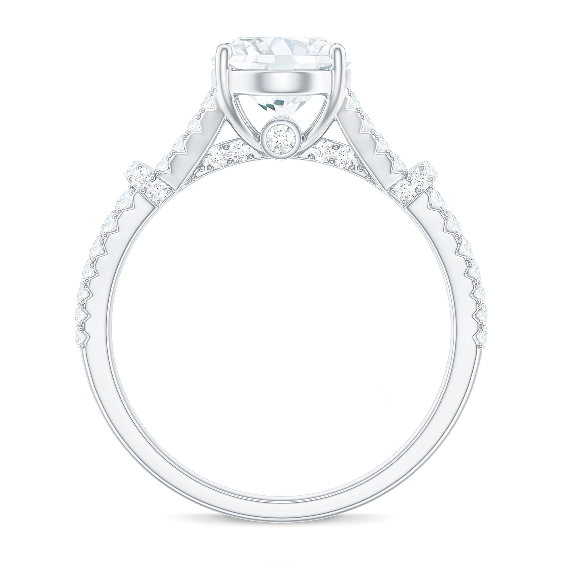 2 Carat Oval Cut Moissanite Statement Engagement Ring with Split Shank