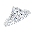 Pear Shaped Moissanite Solitaire Engagement Ring in Split Shank