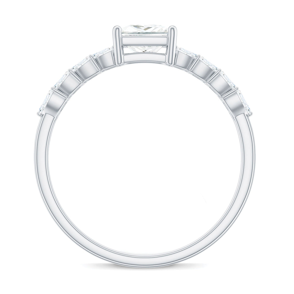 Certified Princess Cut Moissanite Split Shank Engagement Ring