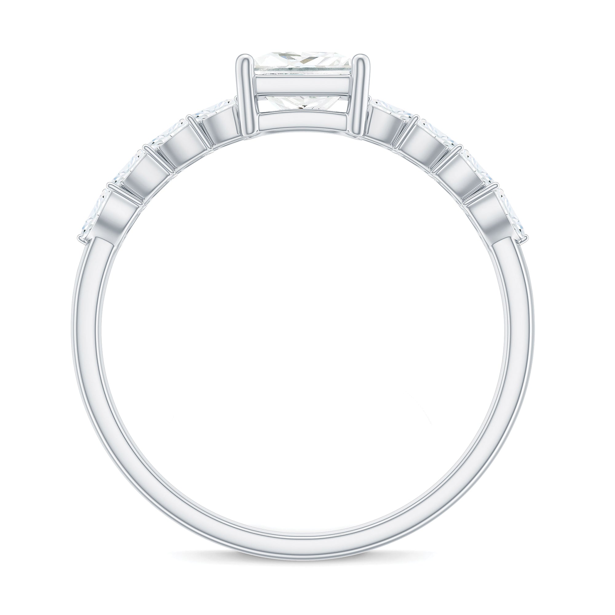 Certified Princess Cut Moissanite Split Shank Engagement Ring