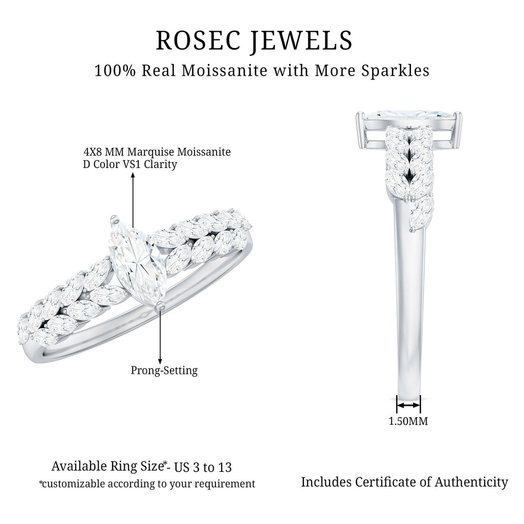 Marquise Cut Moissanite Solitaire Braided Engagement Ring