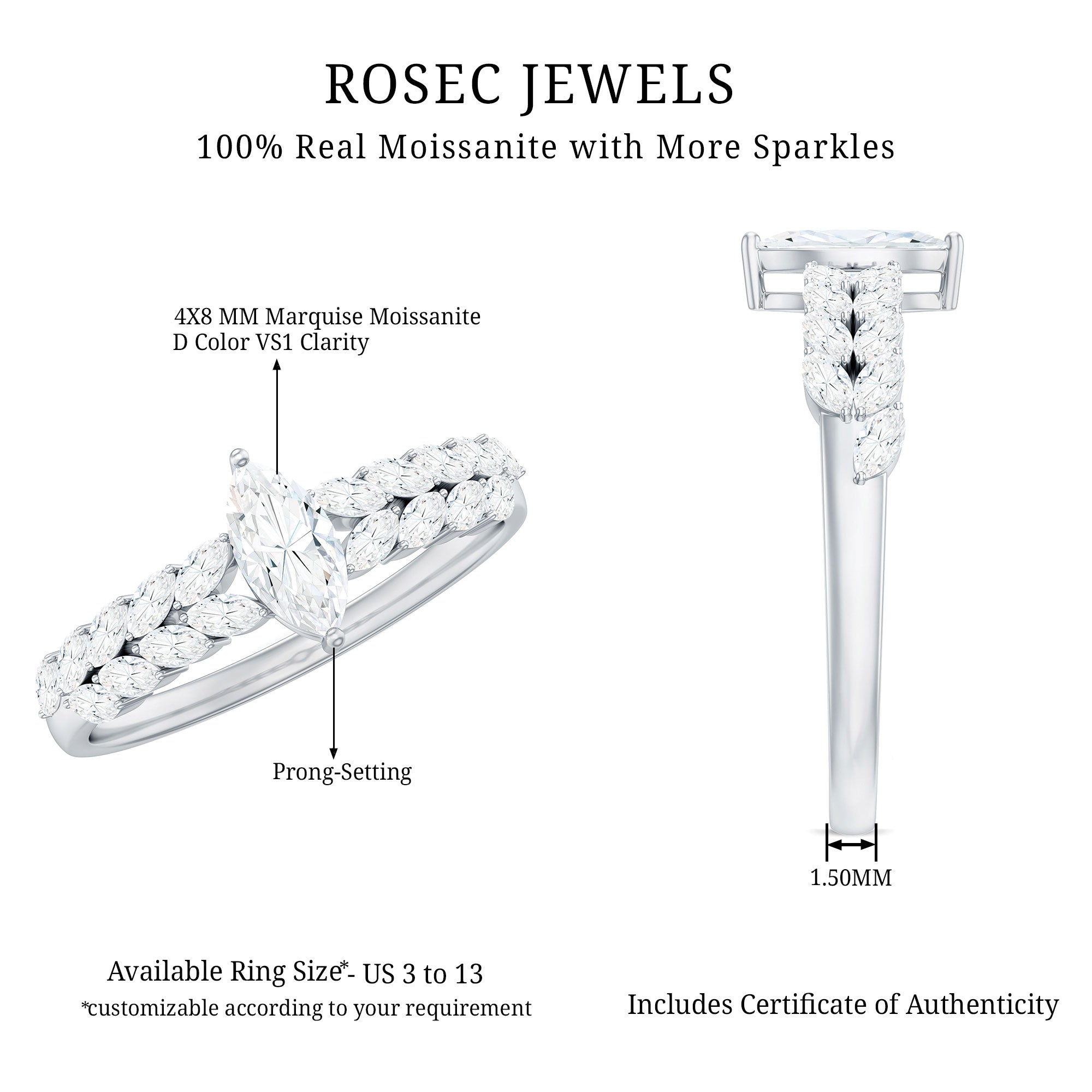 Marquise Cut Moissanite Solitaire Braided Engagement Ring