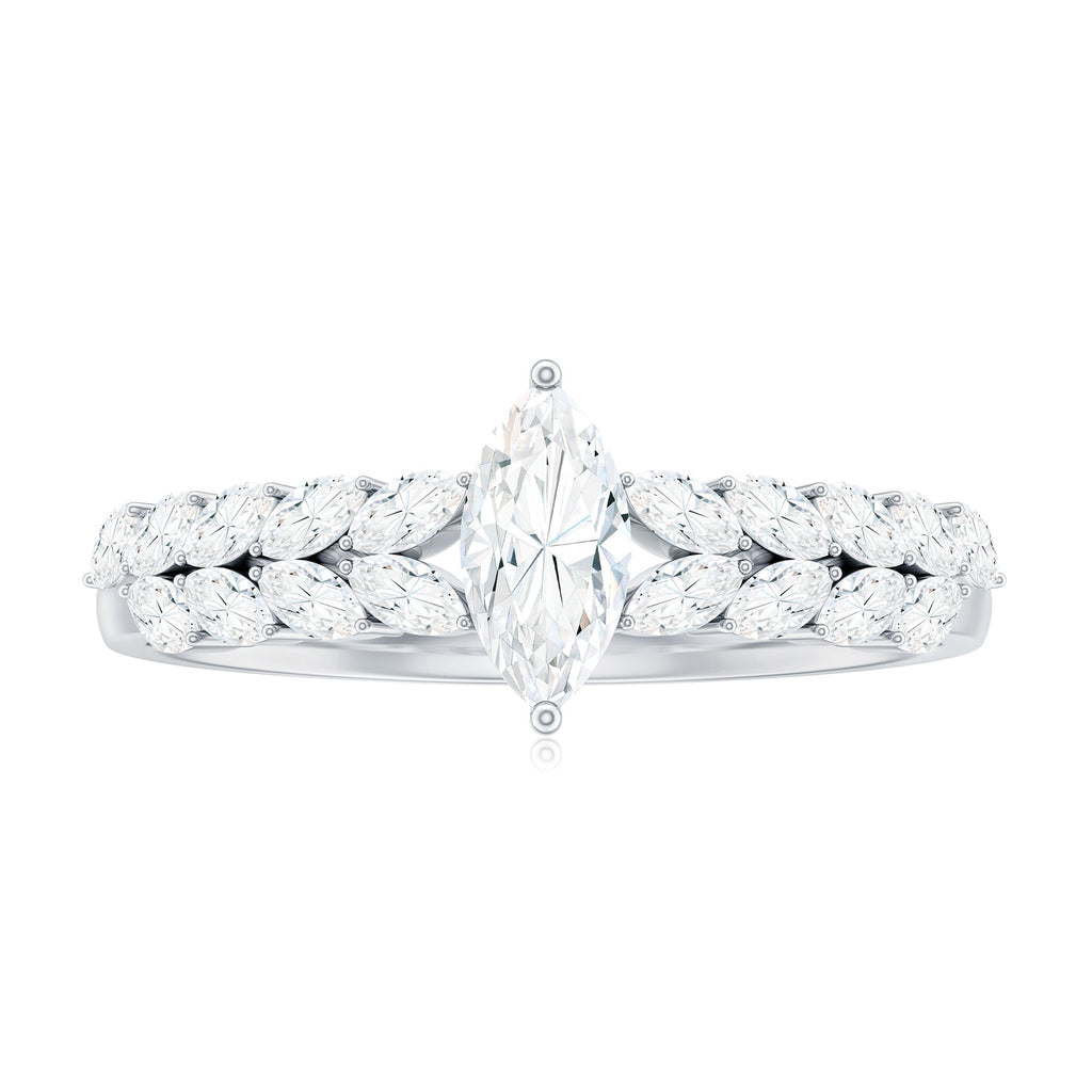 Marquise Cut Moissanite Solitaire Braided Engagement Ring