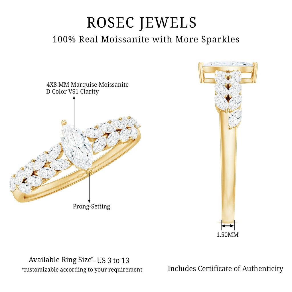 Marquise Cut Moissanite Solitaire Braided Engagement Ring