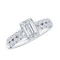Certified Moissanite Emerald Cut Engagement Ring with Side Stones