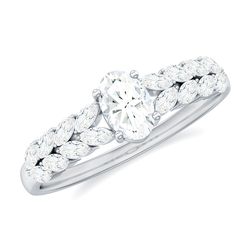 0.4 Carat Oval Cut Certified Moissanite Engagement Split Shank Ring