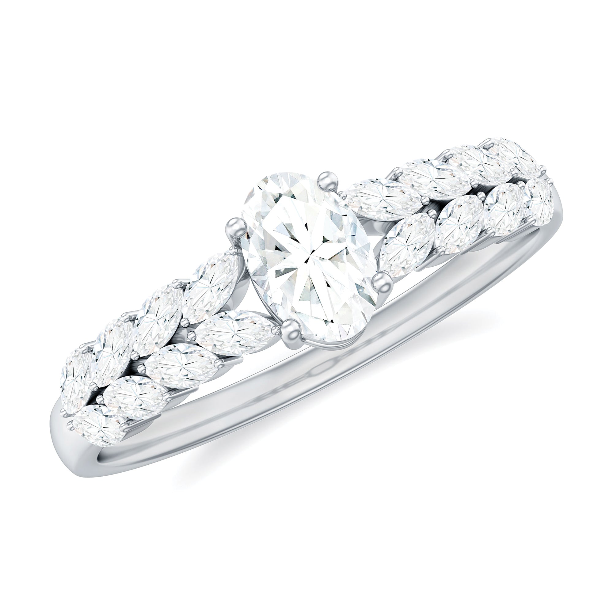 0.4 Carat Oval Cut Certified Moissanite Engagement Split Shank Ring