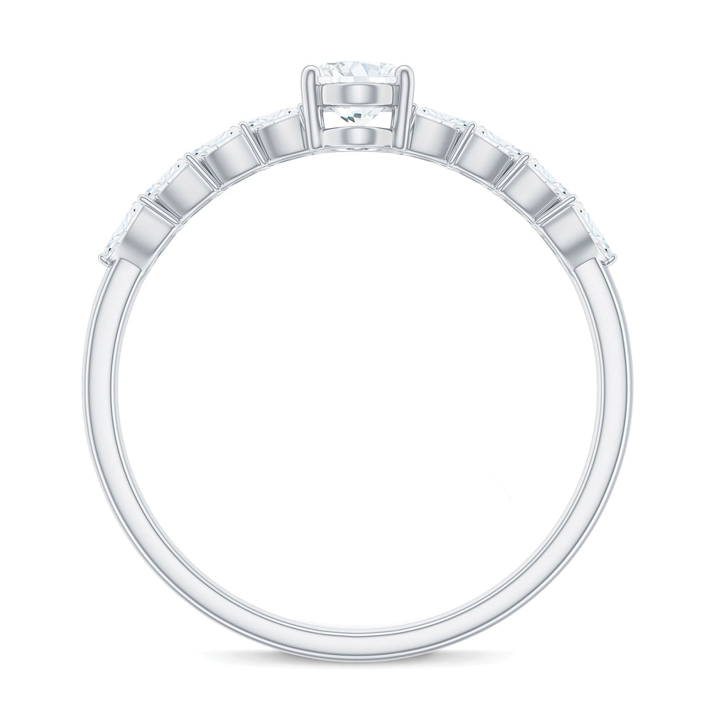 0.4 Carat Oval Cut Certified Moissanite Engagement Split Shank Ring