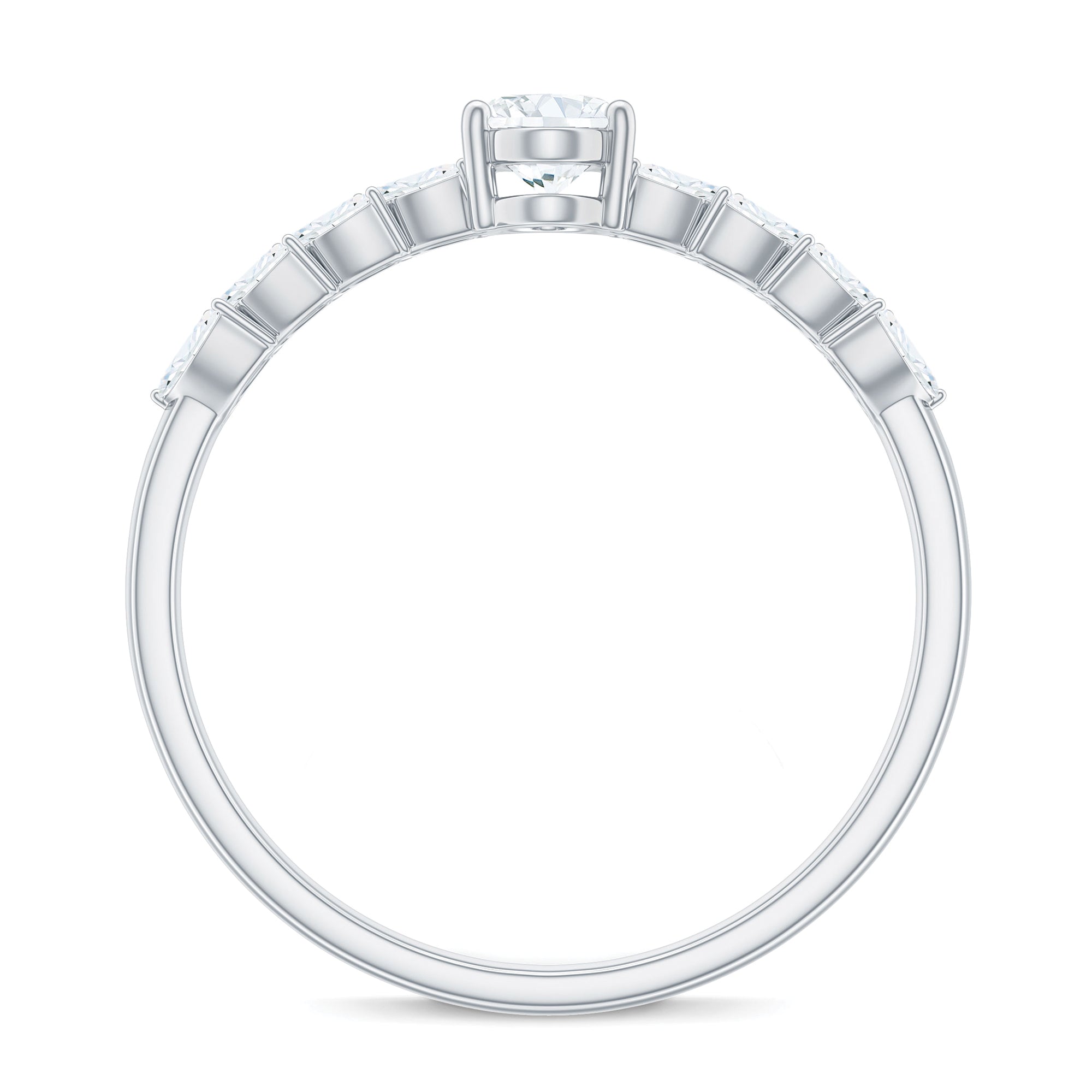 0.4 Carat Oval Cut Certified Moissanite Engagement Split Shank Ring