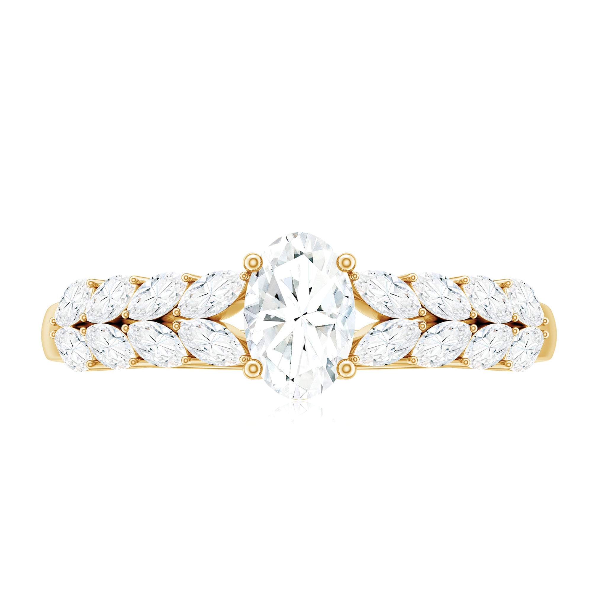 0.4 Carat Oval Cut Certified Moissanite Engagement Split Shank Ring