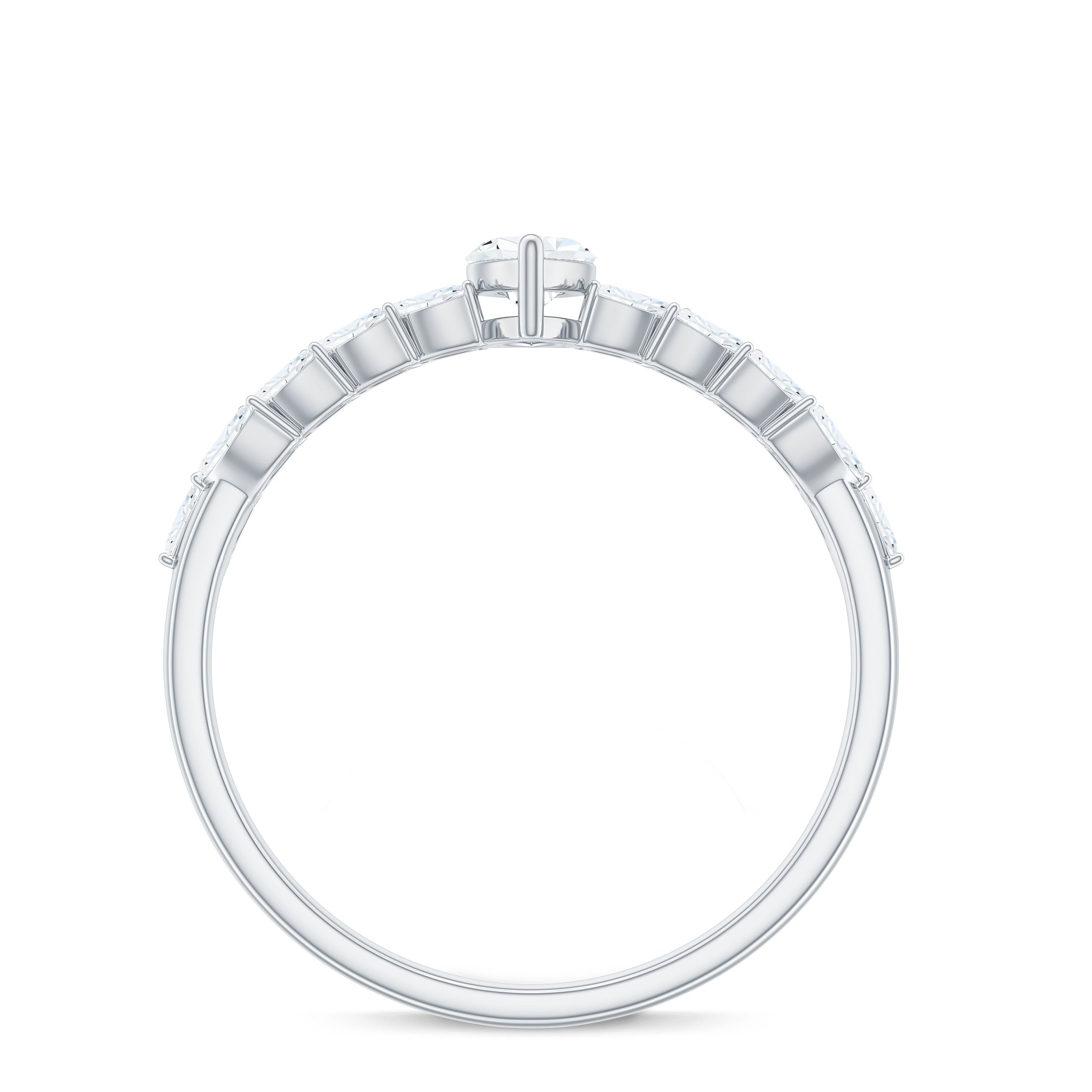 Certified Pear Cut Moissanite Solitaire Engagement Ring with Split Shank
