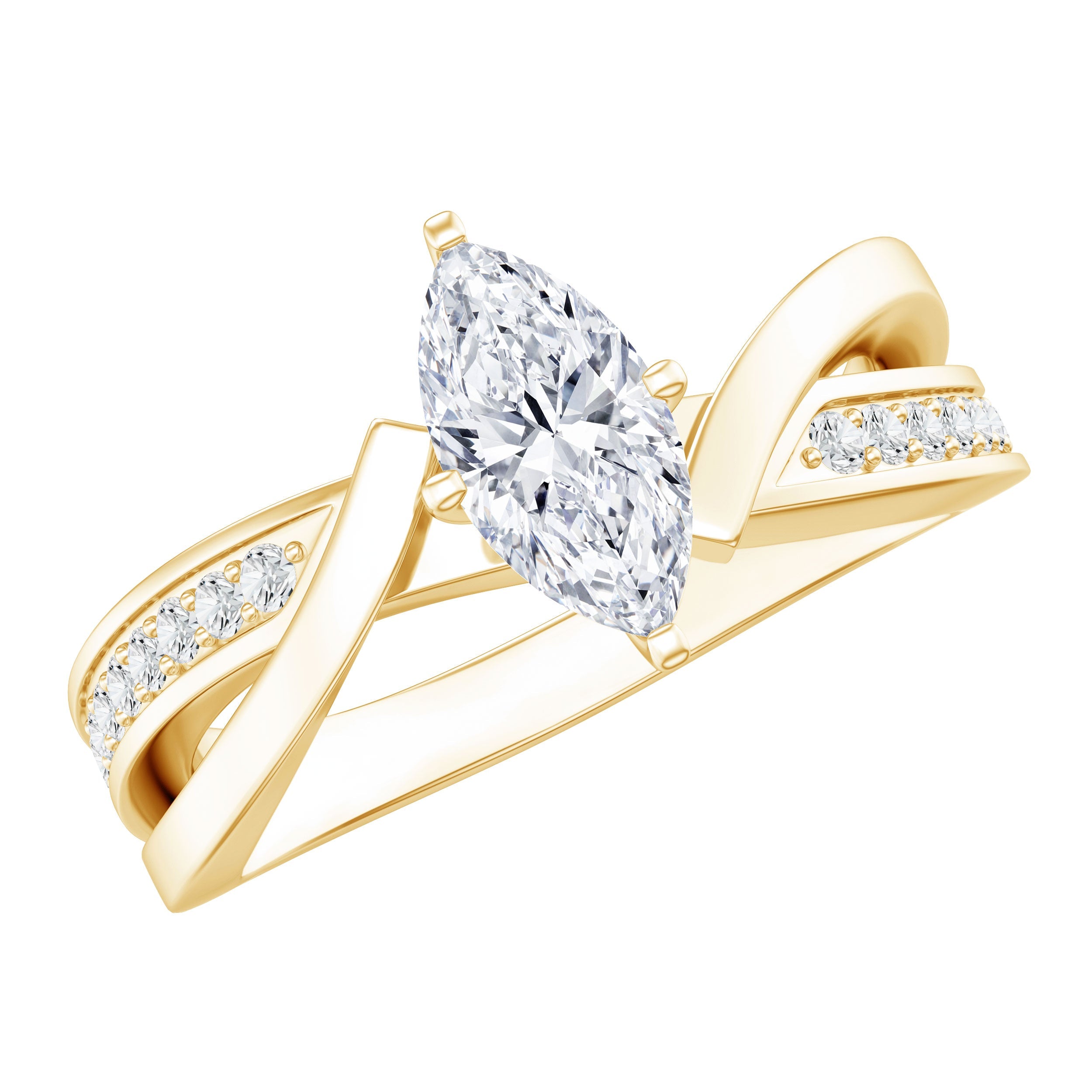 Certified Moissanite Marquise Cut Engagement Ring For Women