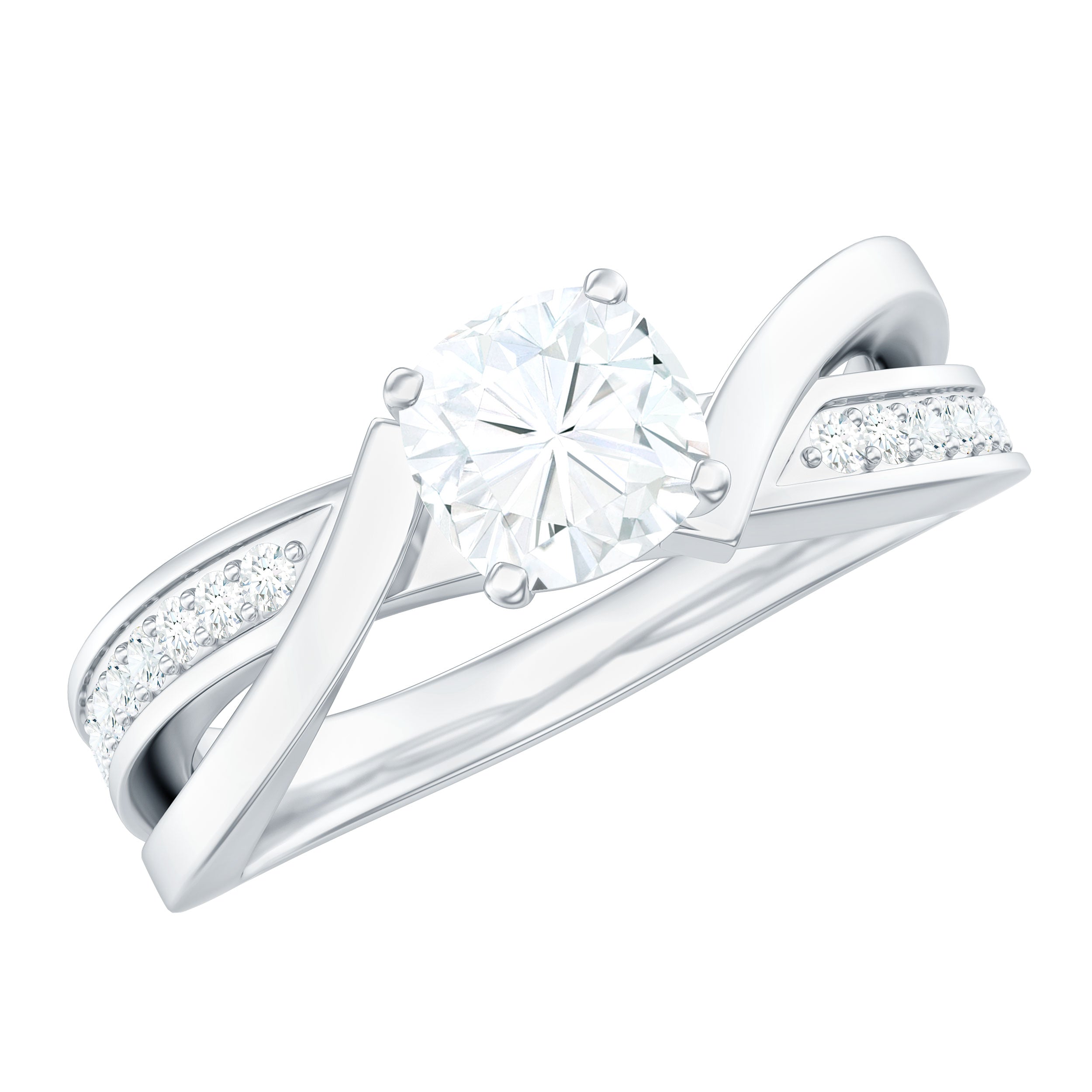 Cushion Cut Solitaire Moissanite Infinity Engagement Ring