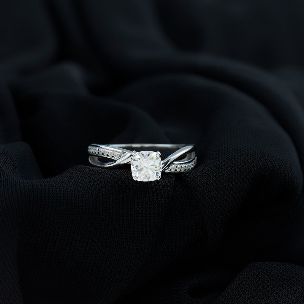 Cushion Cut Solitaire Moissanite Infinity Engagement Ring
