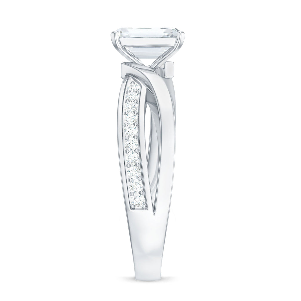 1.8 Carat Emerald Cut Moissanite Infinity Engagement Ring