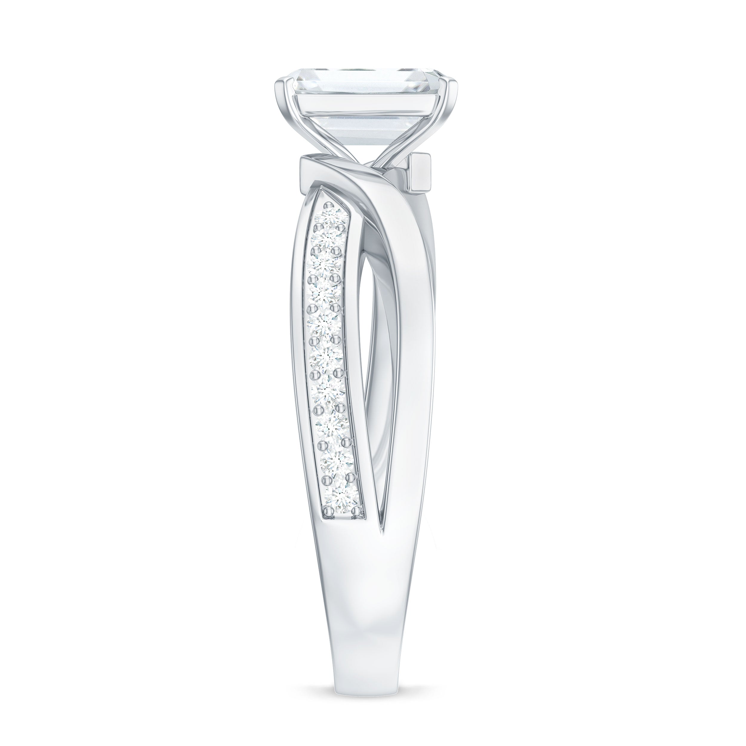 1.8 Carat Emerald Cut Moissanite Infinity Engagement Ring