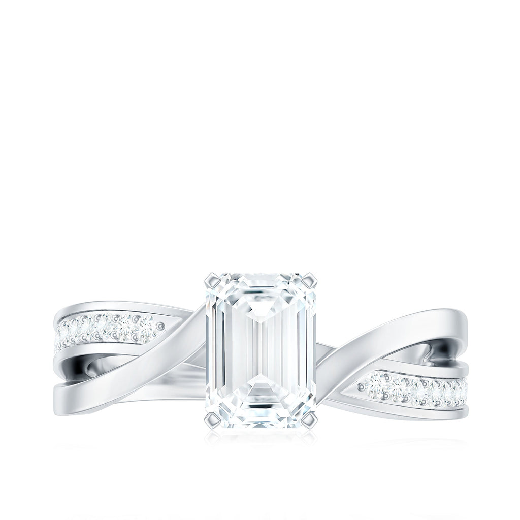 1.8 Carat Emerald Cut Moissanite Infinity Engagement Ring
