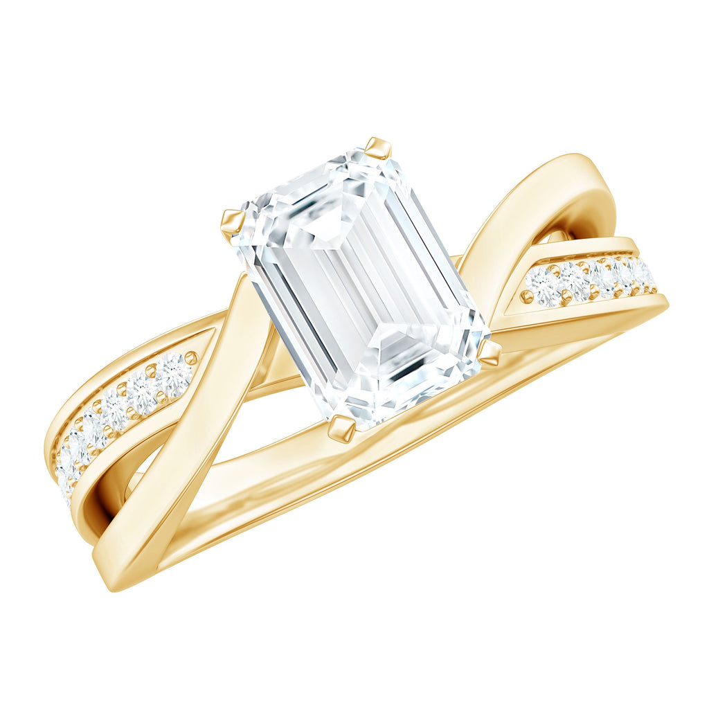 1.8 Carat Emerald Cut Moissanite Infinity Engagement Ring