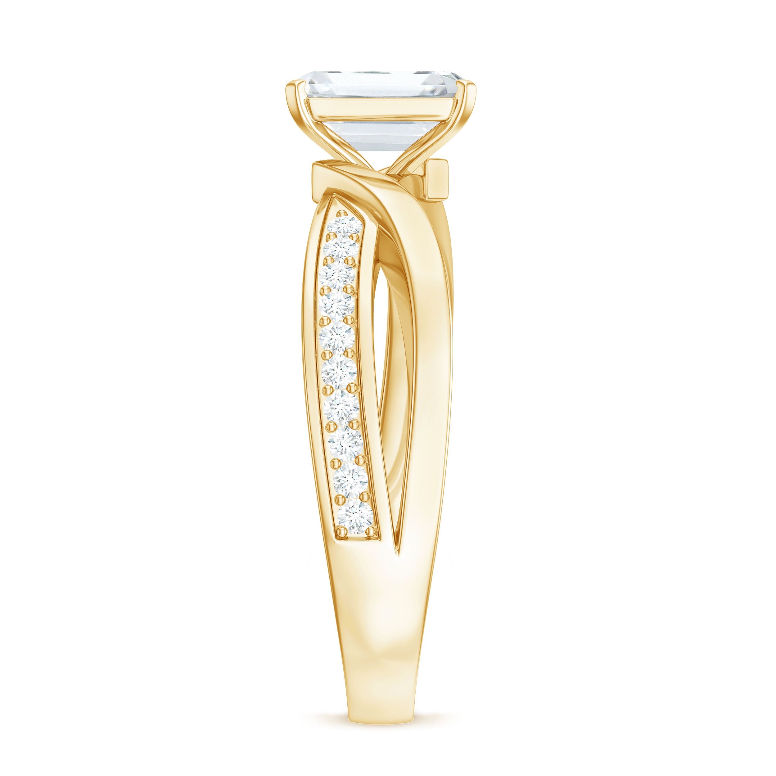 1.8 Carat Emerald Cut Moissanite Infinity Engagement Ring