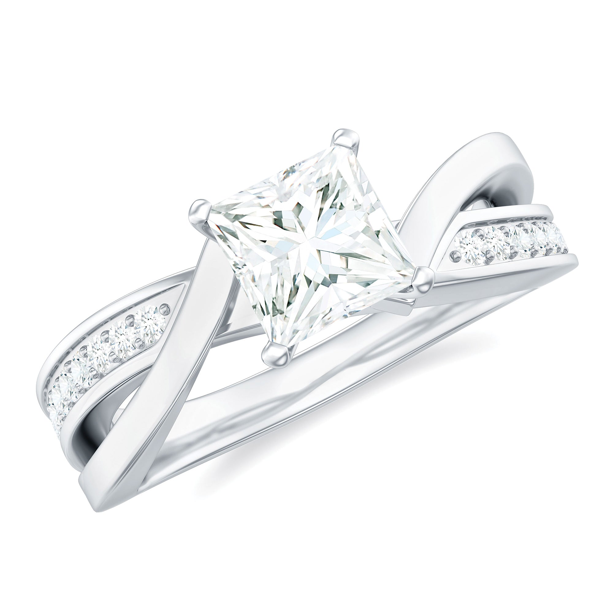 0.7 Carat Princess Cut Moissanite Solitaire Infinity Engagement Ring