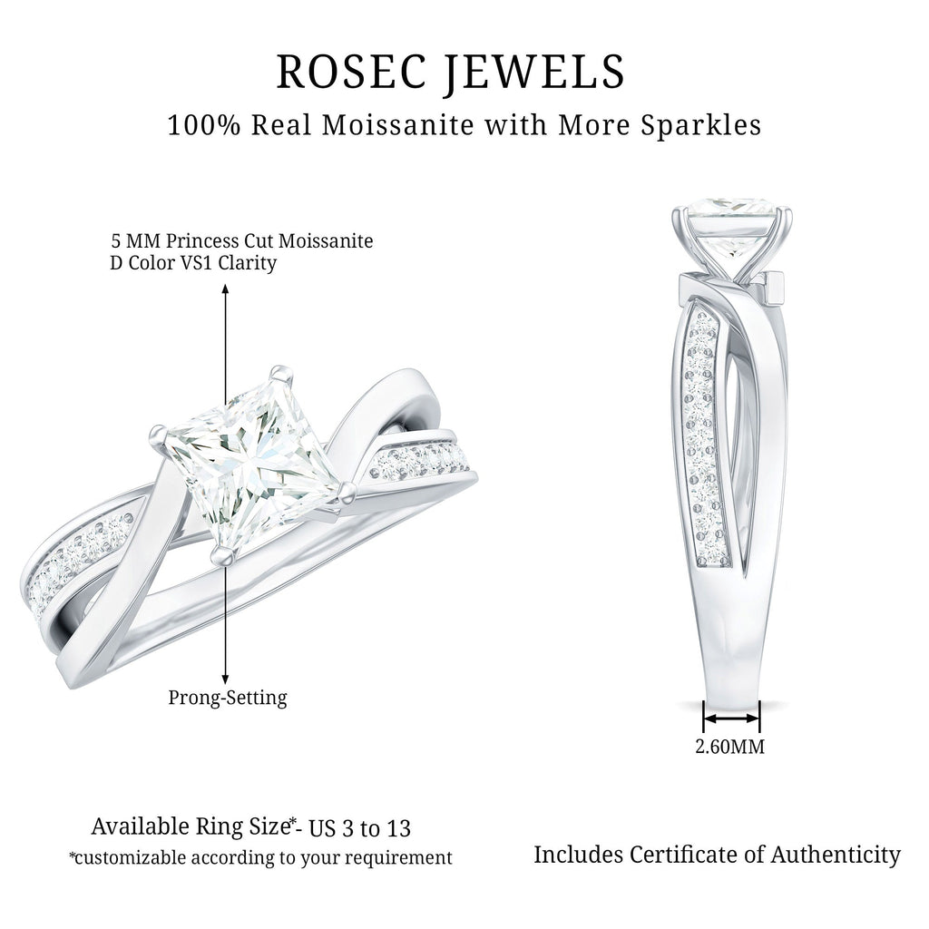 0.7 Carat Princess Cut Moissanite Solitaire Infinity Engagement Ring