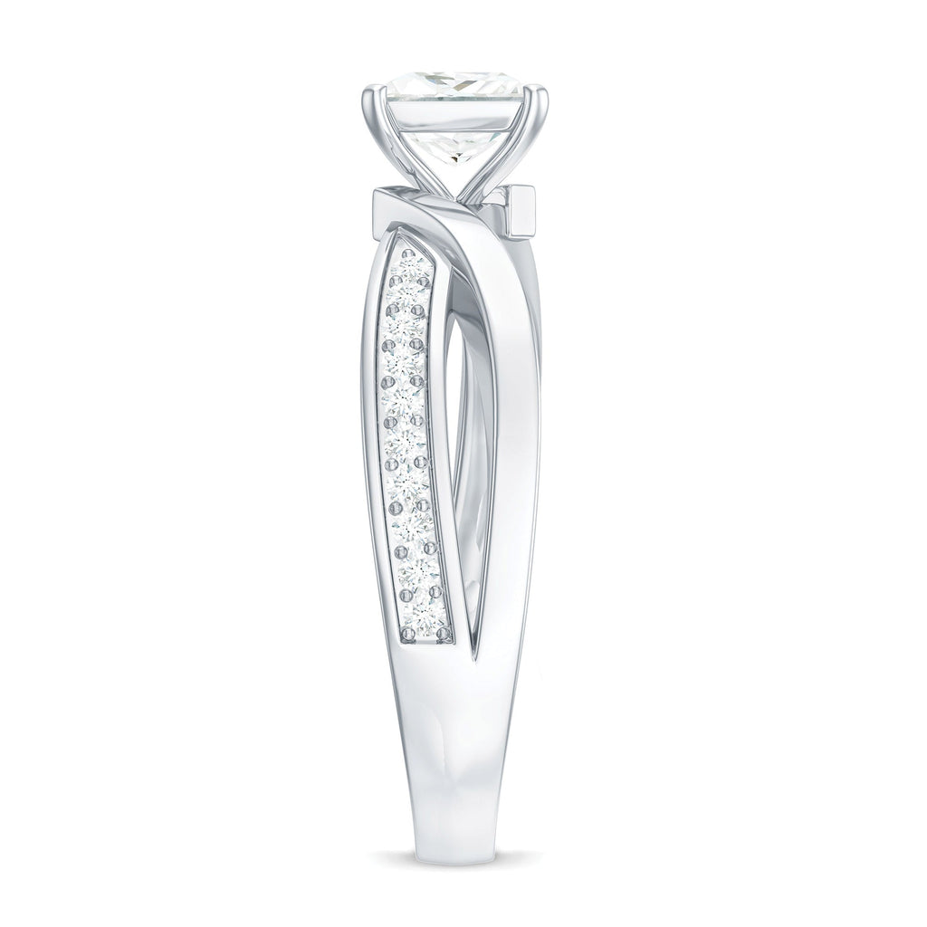 0.7 Carat Princess Cut Moissanite Solitaire Infinity Engagement Ring