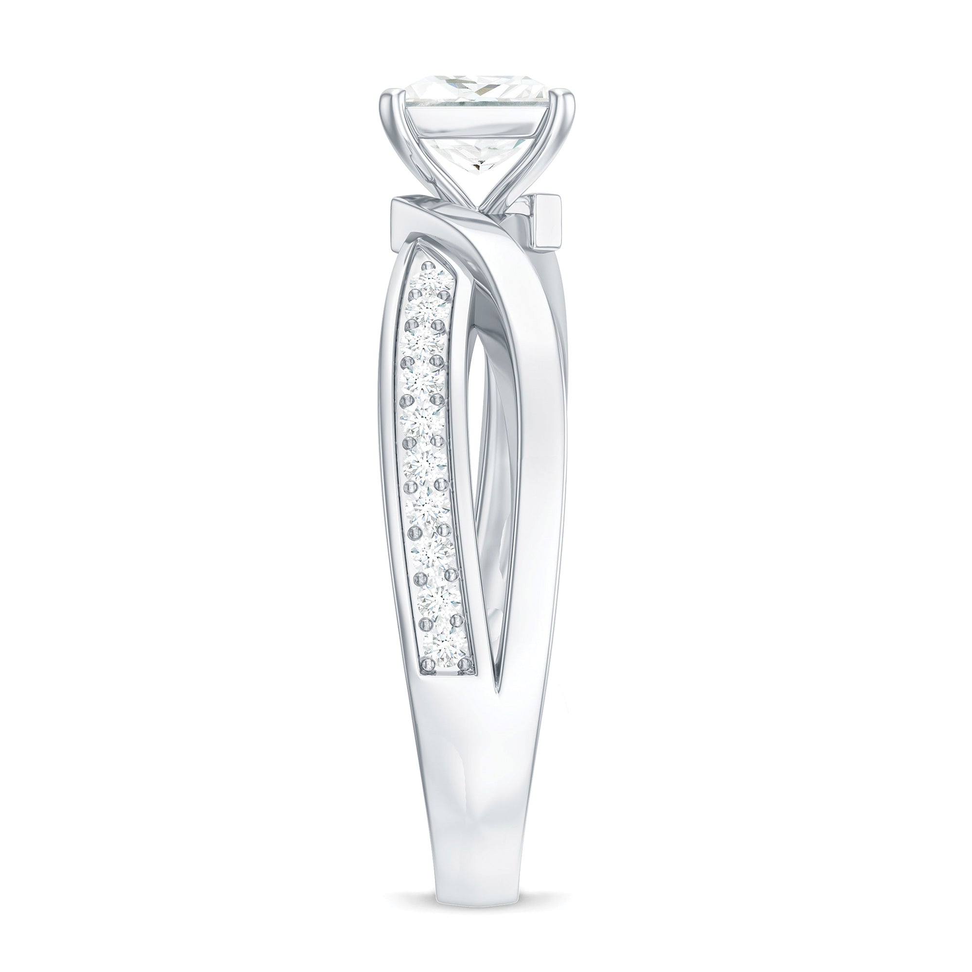 0.7 Carat Princess Cut Moissanite Solitaire Infinity Engagement Ring