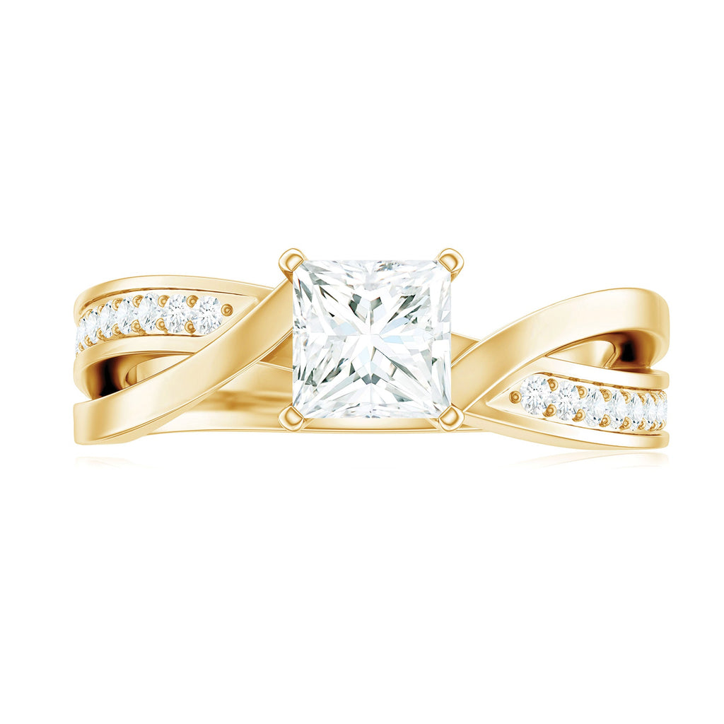 0.7 Carat Princess Cut Moissanite Solitaire Infinity Engagement Ring