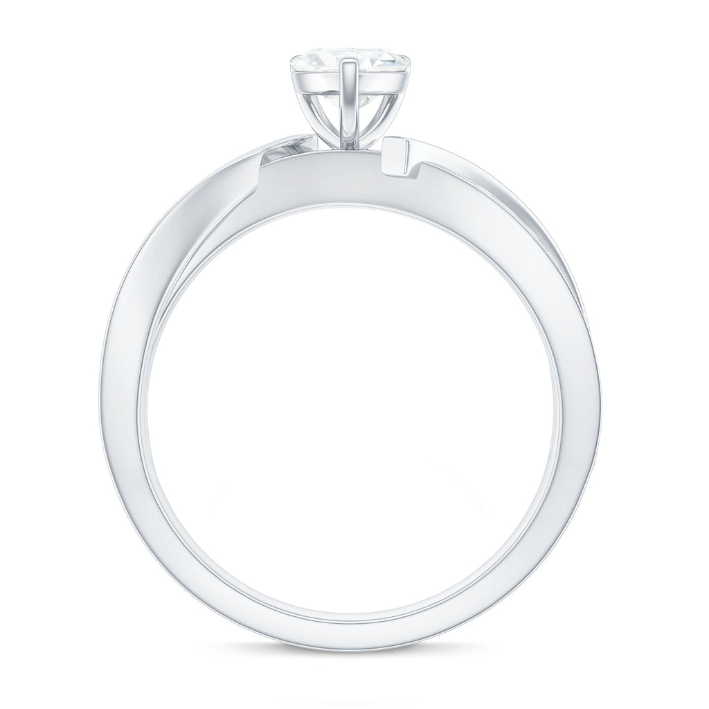 Certified Heart Moissanite Solitaire Engagement Ring