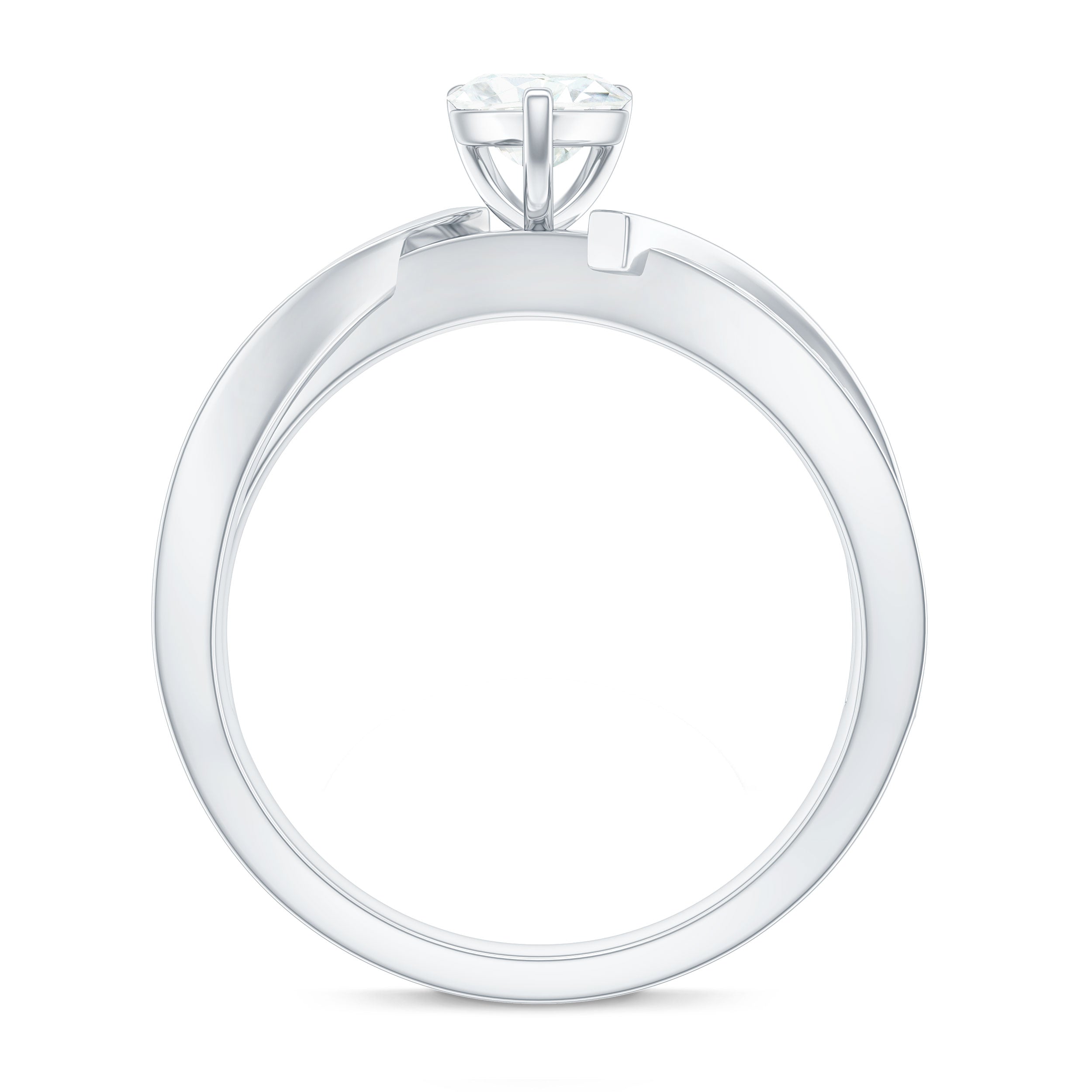 Certified Heart Moissanite Solitaire Engagement Ring