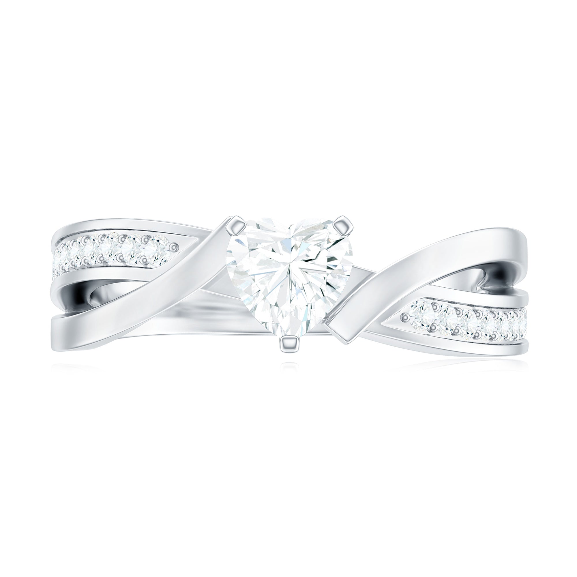 Certified Heart Moissanite Solitaire Engagement Ring