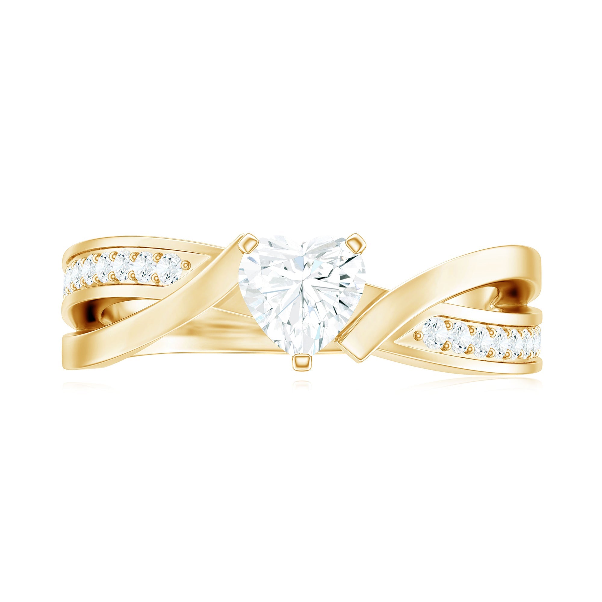 Certified Heart Moissanite Solitaire Engagement Ring