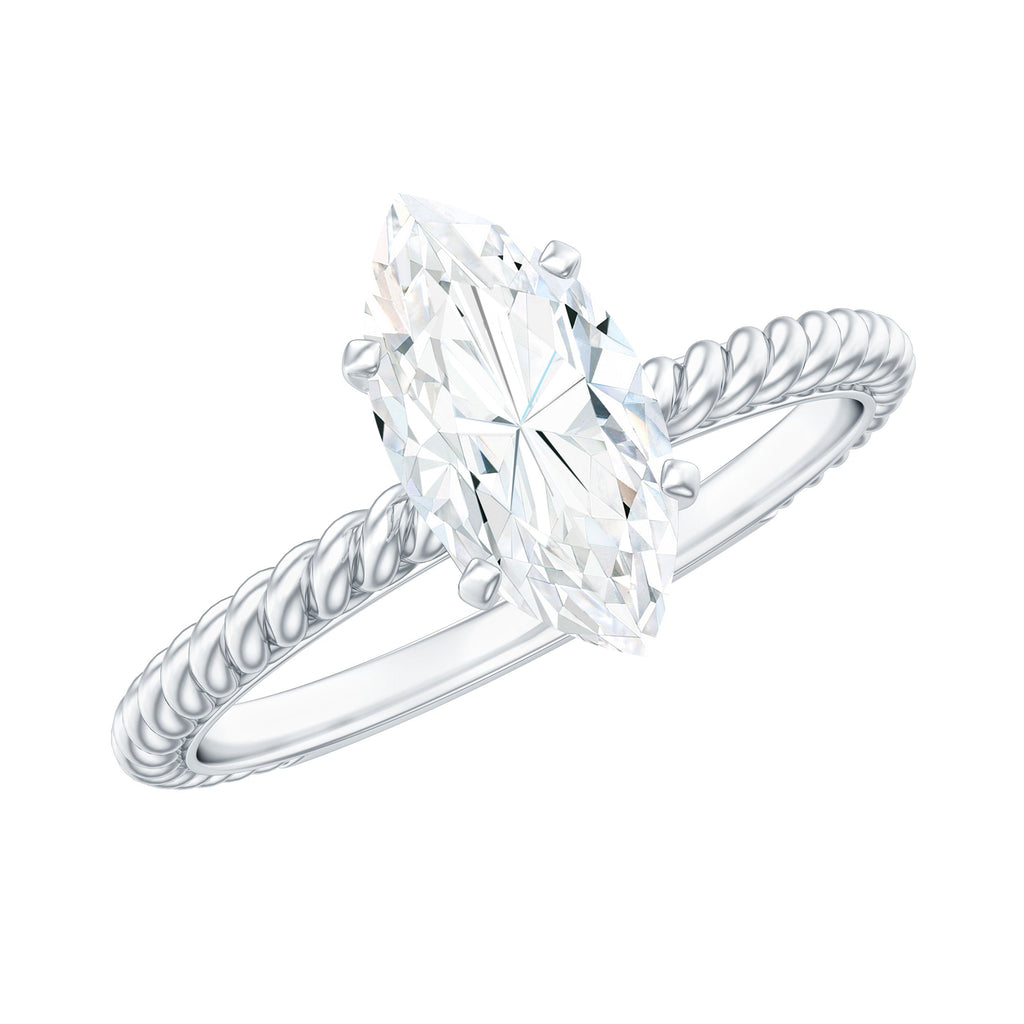 1 Carat Marquise Cut Moissanite Solitaire Engagement Ring with Twisted Rope Shank