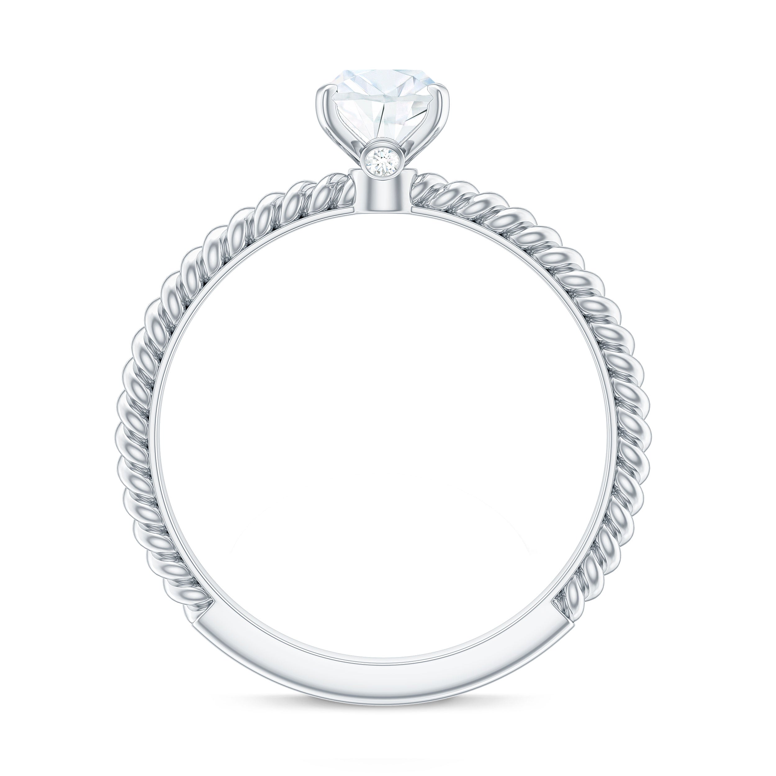 1 Carat Marquise Cut Moissanite Solitaire Engagement Ring with Twisted Rope Shank