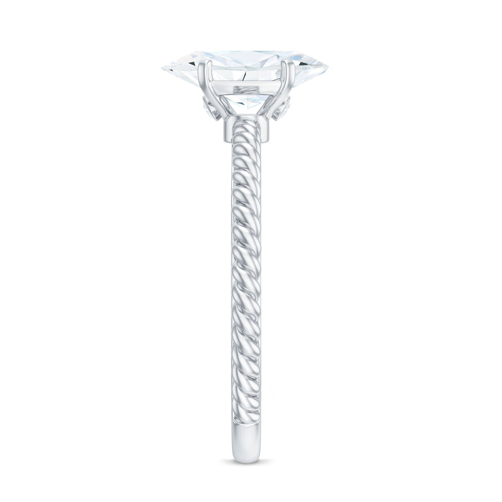 1 Carat Marquise Cut Moissanite Solitaire Engagement Ring with Twisted Rope Shank